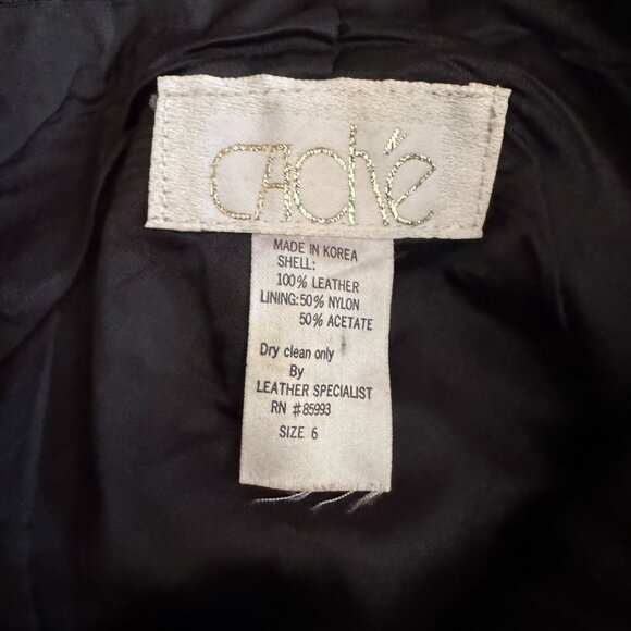 Vintage 90s Cache Black Leather High‎ Waisted Tapered Pants Size 6 Biker Sexy - Picture 4 of 7